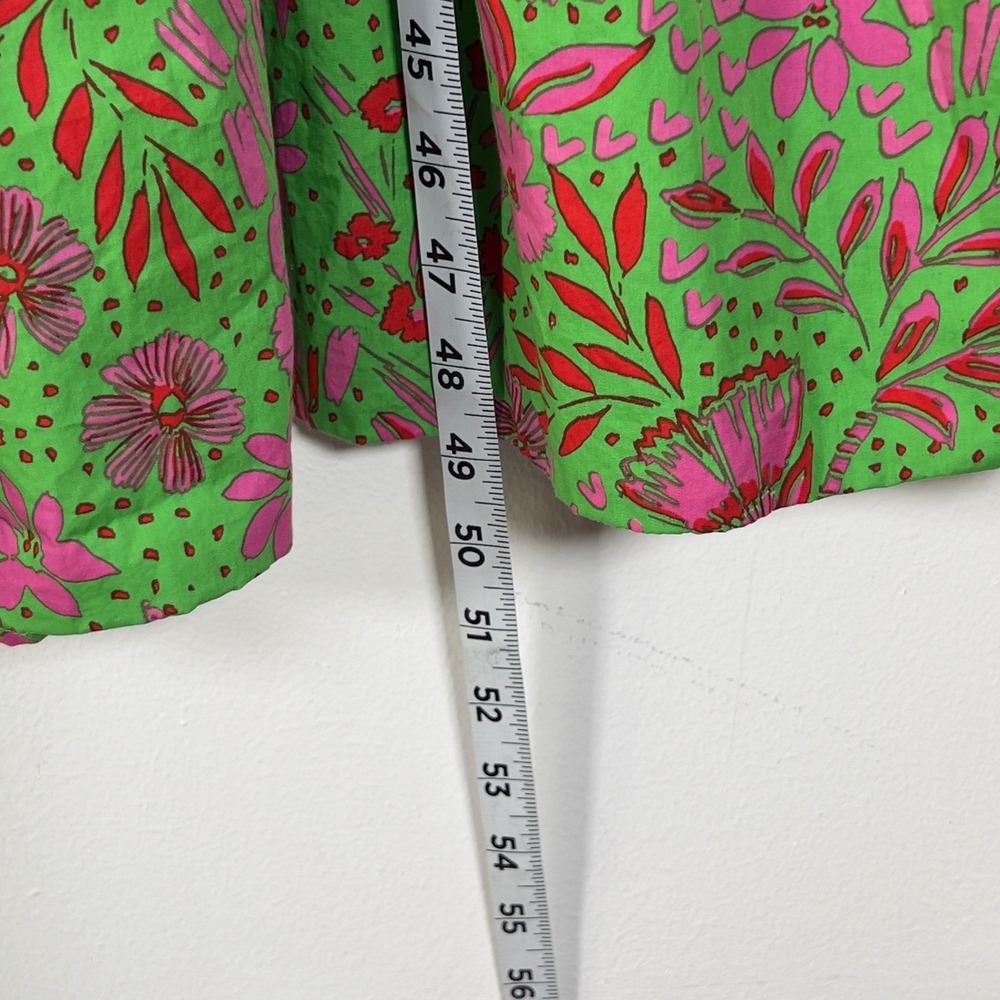 Sugarlips Tiered Midi Dress Sz M Green Pink Floral Ruffle Flutter Sleeve Belted - Picture 13 of 13